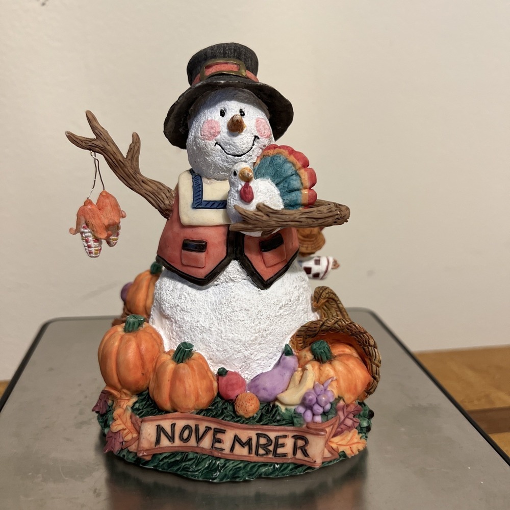 Snowman Simson Giftware Snowman November Give Thanks Harvest Pilgrim Figurine